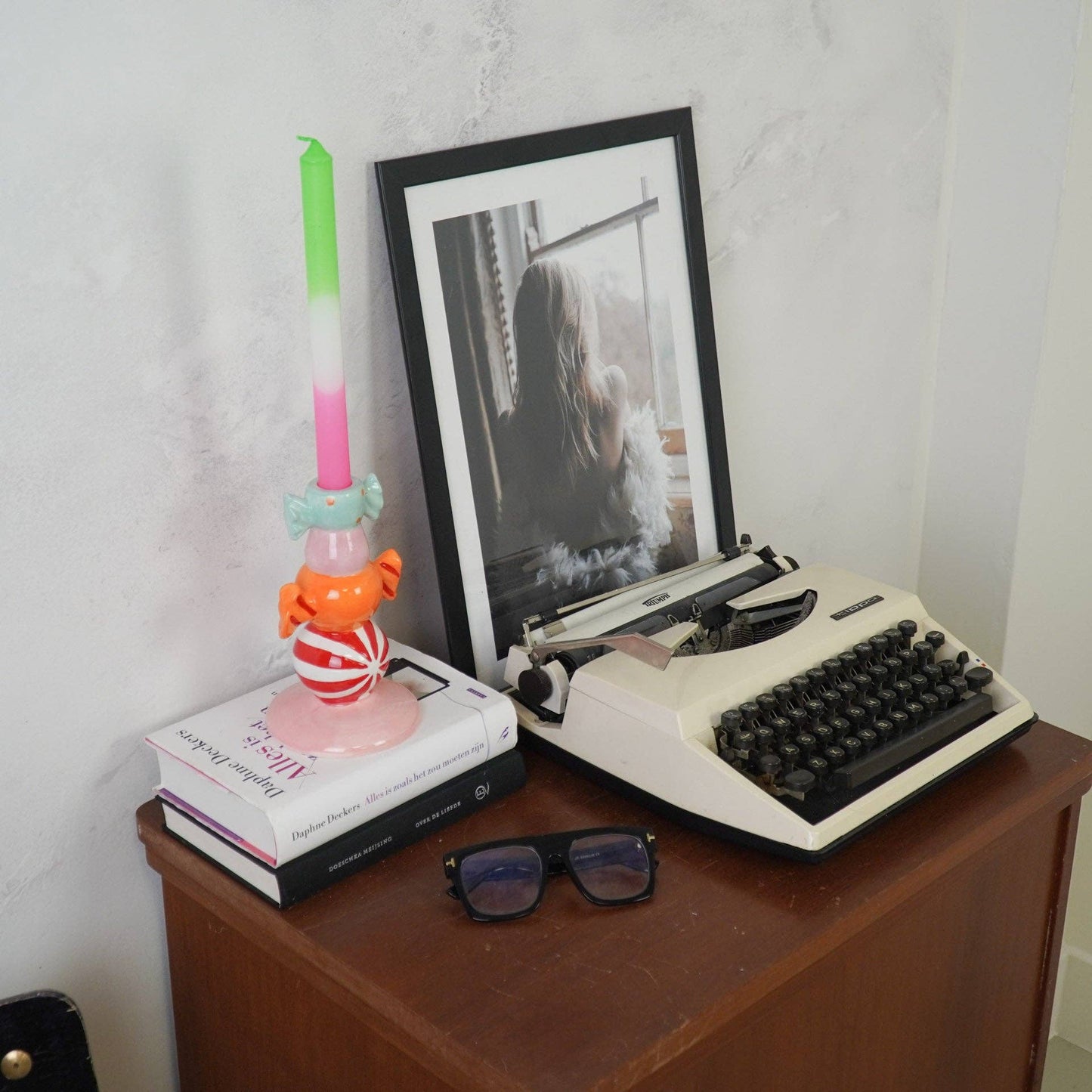 Stapled Toffee Candy Candle Holder - Multicolor - 11x11x18cm