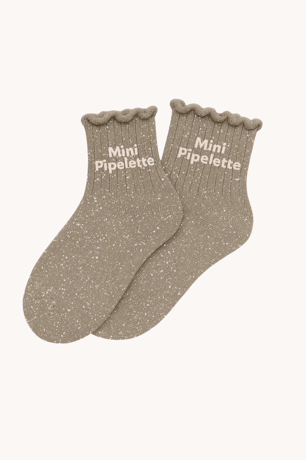 Chaussettes à Paillettes Enfant "Mini Pipelette" - Beige