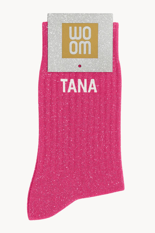 Chaussettes à Paillettes à Message "Tana" - Rose Fuschia