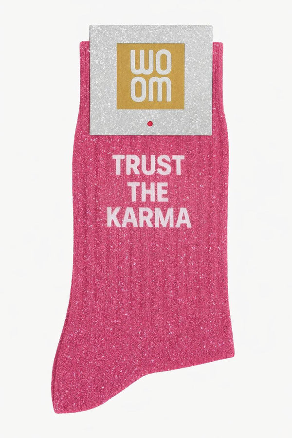 Chaussettes à Paillettes à Message "Trust The Karma" - Rose Bubble