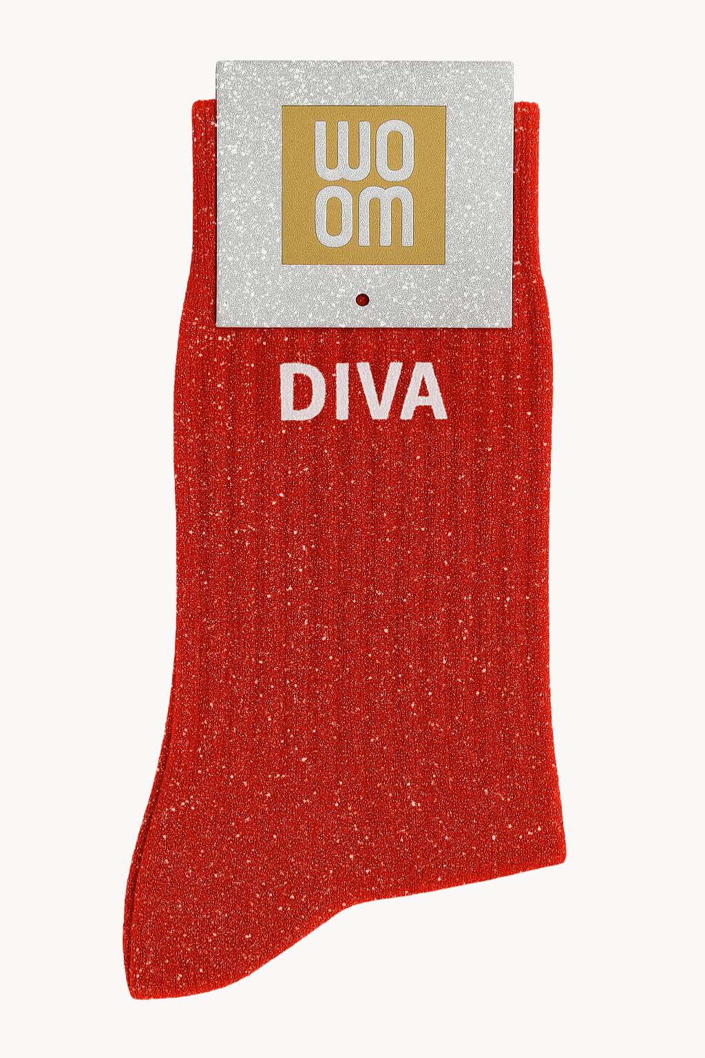 "Diva" Sequin Message Socks - Red