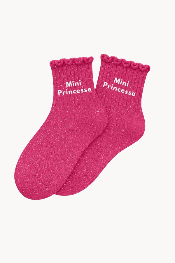 Chaussettes à Paillettes Enfant "Mini Princesse" - Rose Fuschia