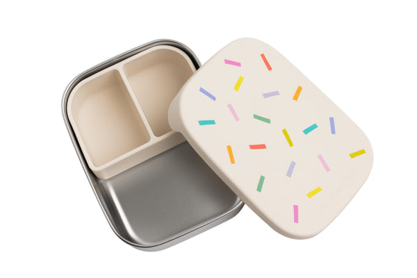Brotdose aus Edelstahl Confetti mit herausnehmbaren Fächern