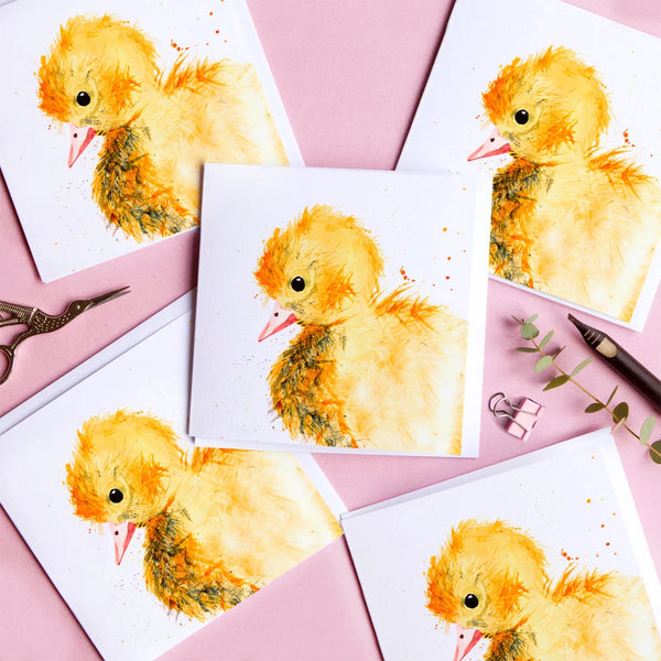 Wenskaart met aquarel eendje