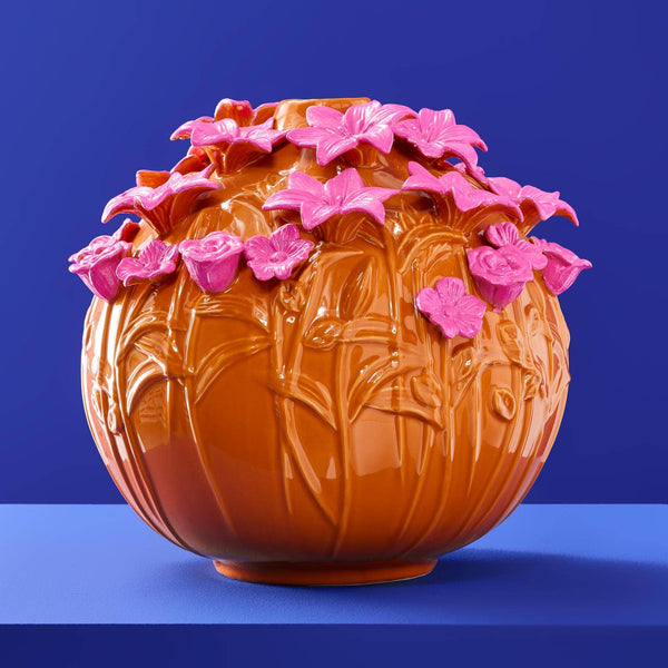 Verano Vaas, oranje/roze steengoed, 34 x 29,5 cm