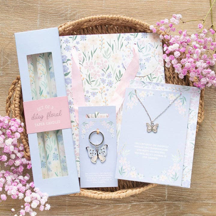 Blue and Silver Butterfly Keychain