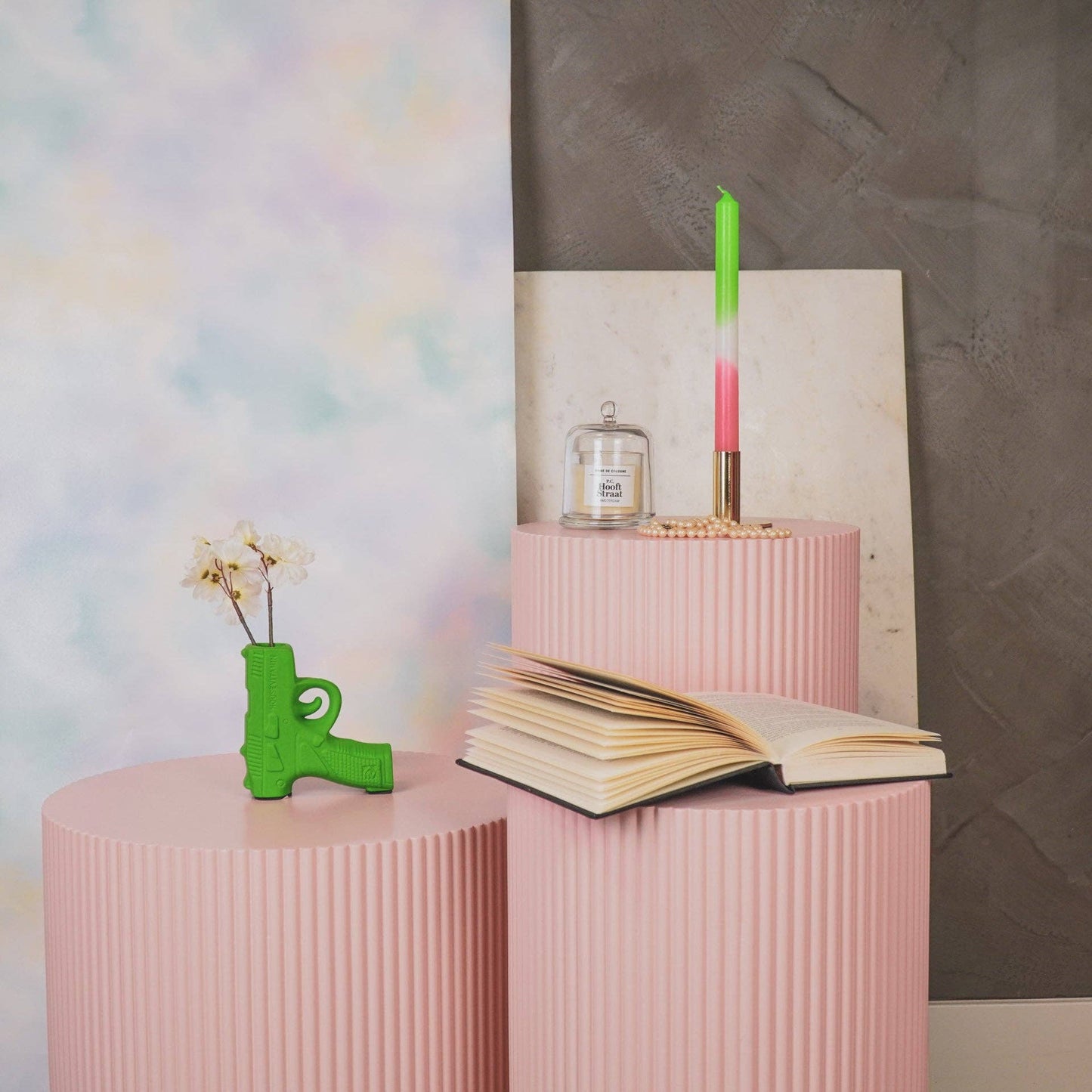 Vase - Pistolet - Céramique - Vert Néon - 12x5x12cm