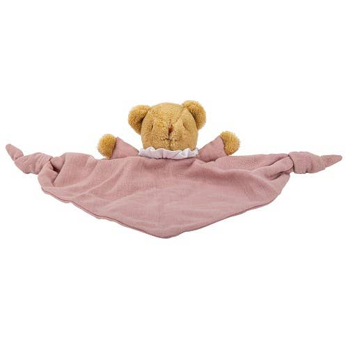 Ours Triangle Doudou Avec Hochet - Coton Bio Vieux Rose