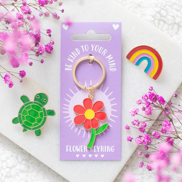Porte-clés fleur « Prends soin de ton esprit »