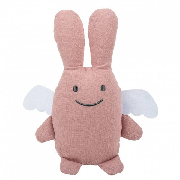 Ange Lapin Doudou avec Hochet - Coton Bio Rose