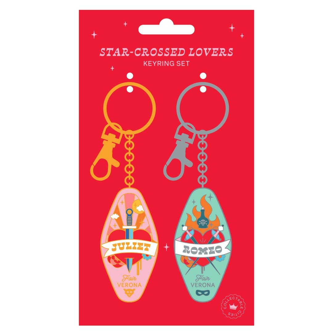 Romeo + Juliet keychain set, motel style keychains