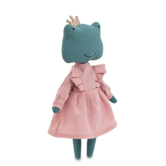 Peluche en coton Fiona la grenouille robe rose - 29 cm - 0+