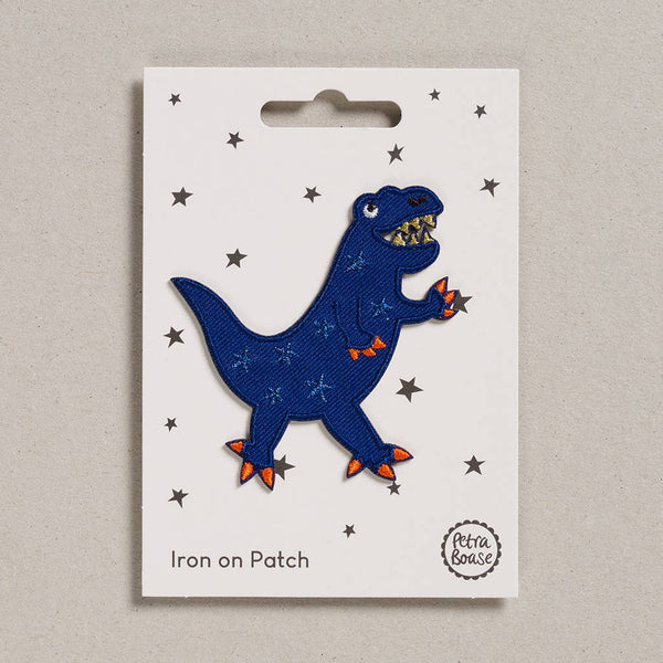 Strijkpatch - Blauwe dinosaurus