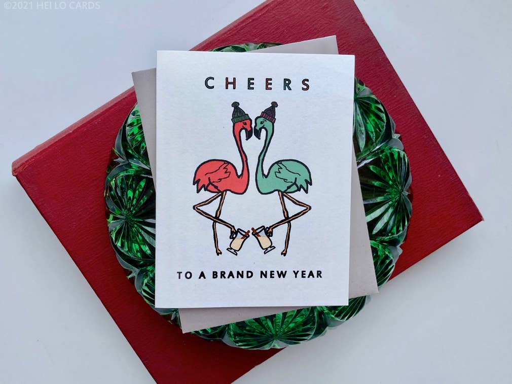 Carte de vacances/Nouvel An « Flamingo Bye Bye »