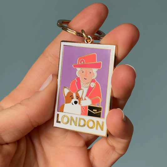 Queen & Corgi Keychain, London Keychain
