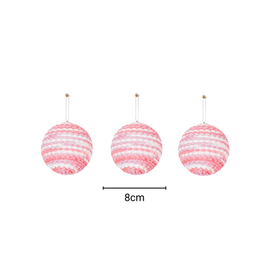 Christmas hangers, Christmas baubles, foam, neon pink, S3, 8 cm
