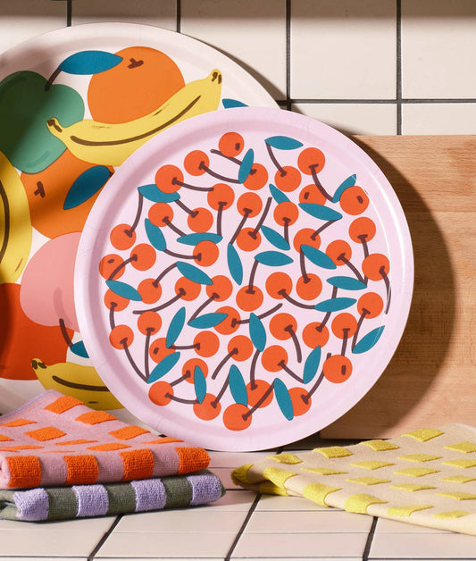 Plateau de service rond Cerises