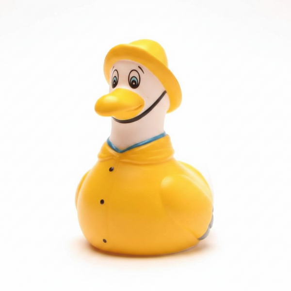 Meeuw in een gele regenjas