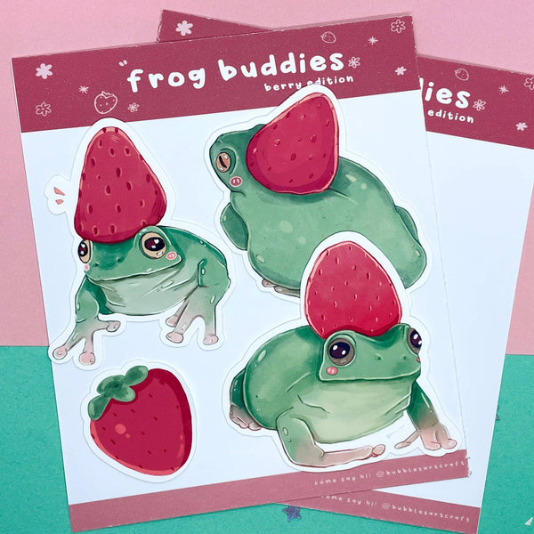 Stickerpakket met aardbei en kikker