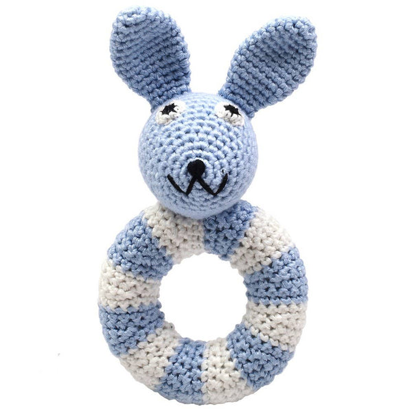 Hochet anneau - Lapin bleu clair