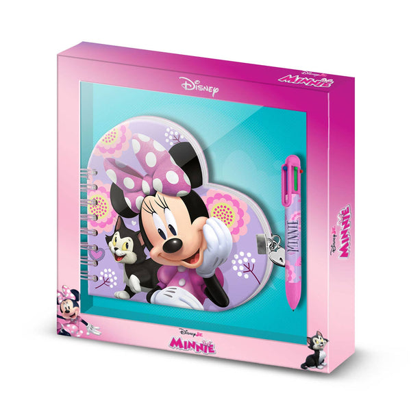 Disney Minnie Cat hartvormig dagboekpakket + 6-kleurenpen