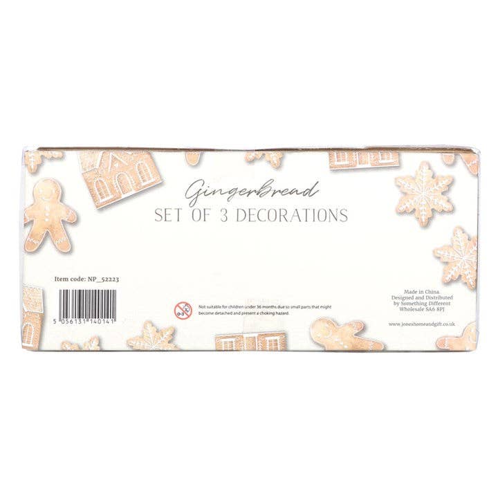 Set of 3 Christmas decorations to hang in the shape of gingerbread