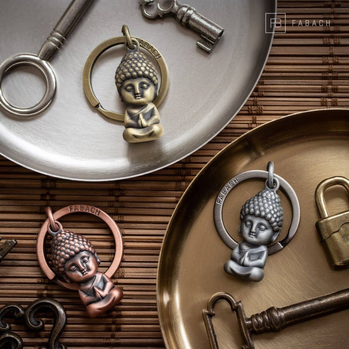 Porte-clés « Karma » Bouddha - Pendentif Bouddha - Mini-porte-bonheur Bouddha - Figurine cadeau Chakra Yoga