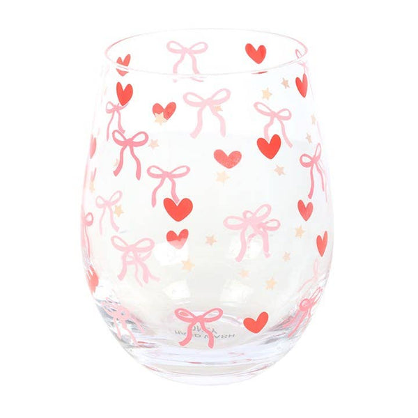Verre sans pied avec motif arc et cœur