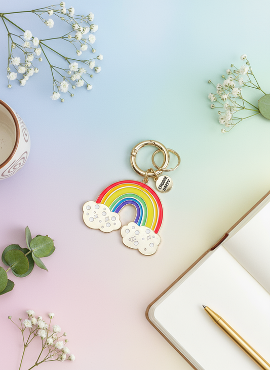 Porte-clés Arc-en-ciel "Choose Happy"
