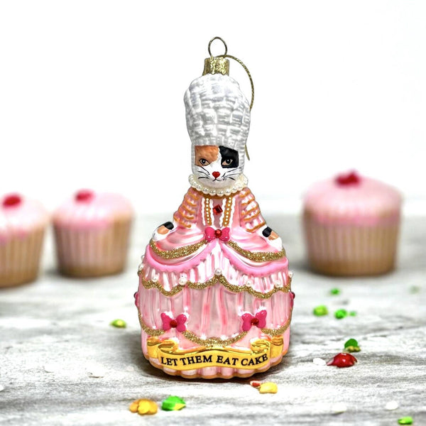 Kerstbal Calico Cat Marie Antoinette “Laat ze eten”