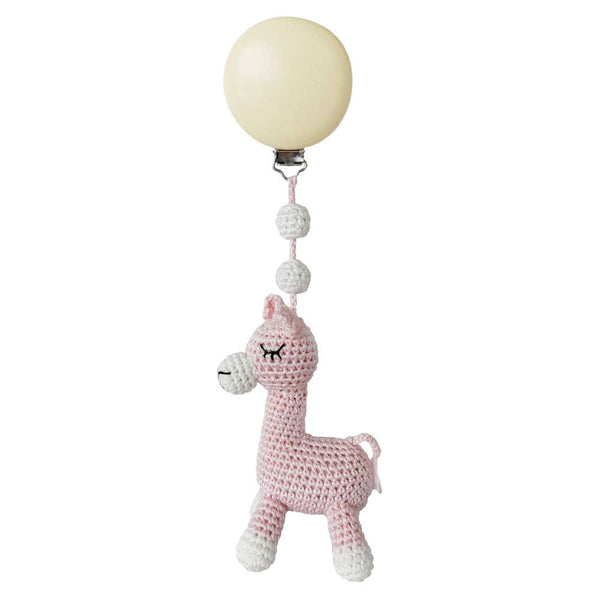 Accroche Poussette Lama - rose