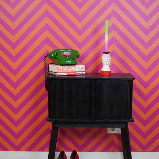 Kandelaar - Vis - Rood/Wit/Roze - 7x7x16,5 cm