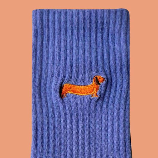 Chaussettes brodées Teckel
