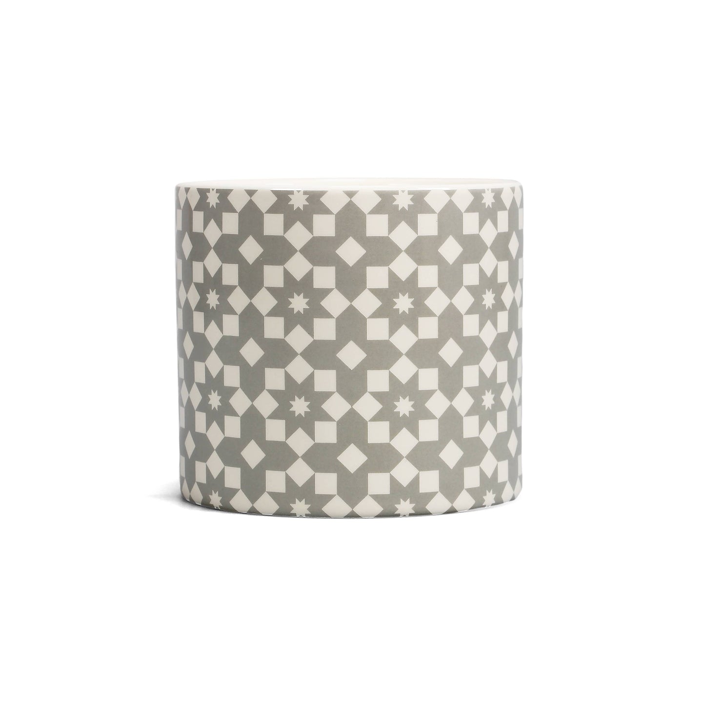 Grey floral design ceramic flower pot tiles