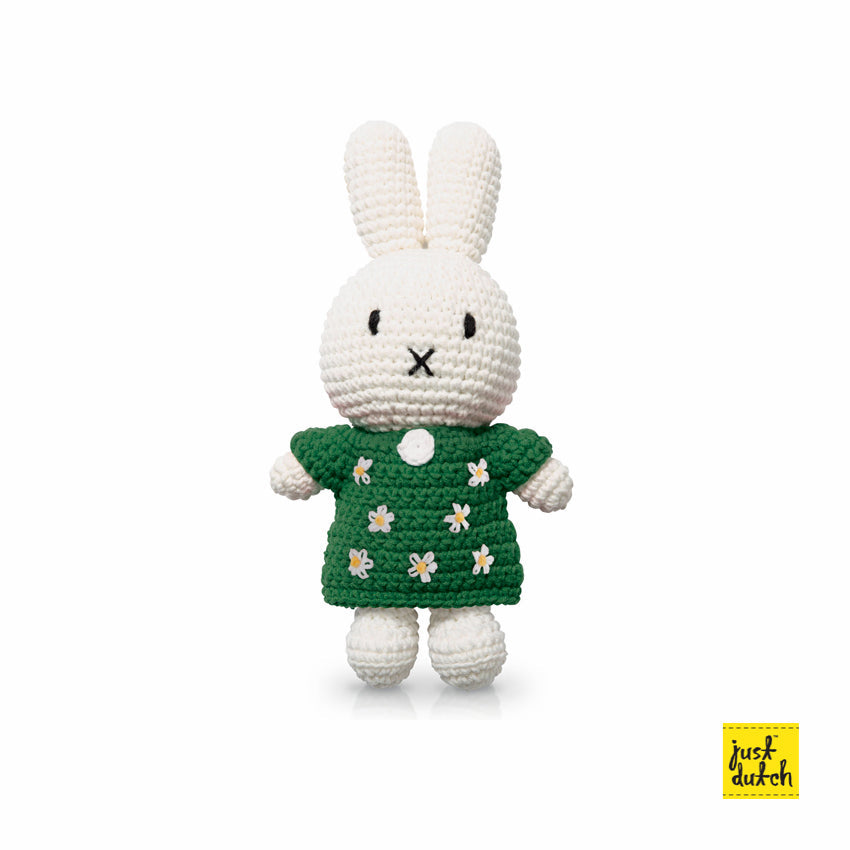 Peluche en Crochet Miffy - Robe Fleurs Verte