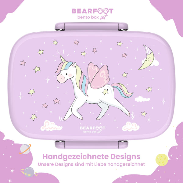 Brotdose Kinder mit Fächern, leicht & auslaufsicher- Einhorn