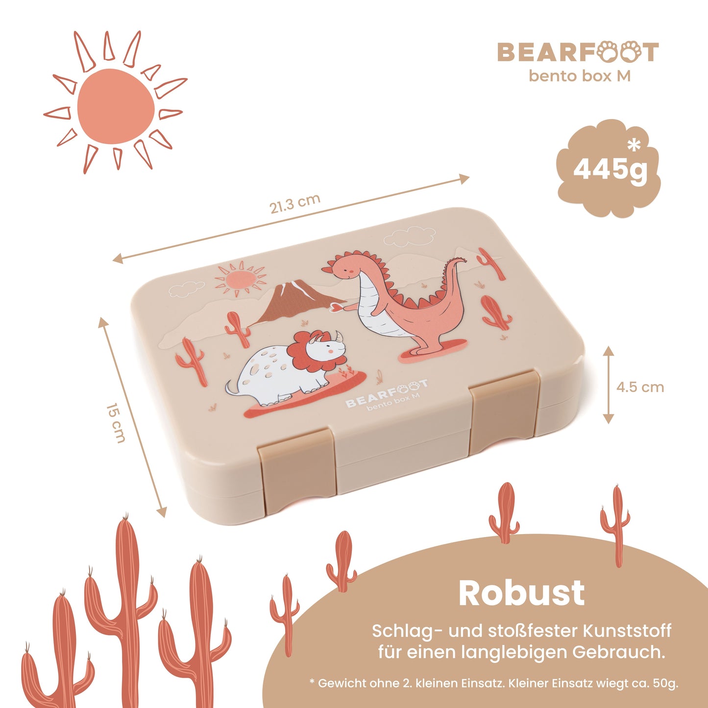 Brotdose Kinder mit Fächern, Lunchbox, Bento box - Dinos