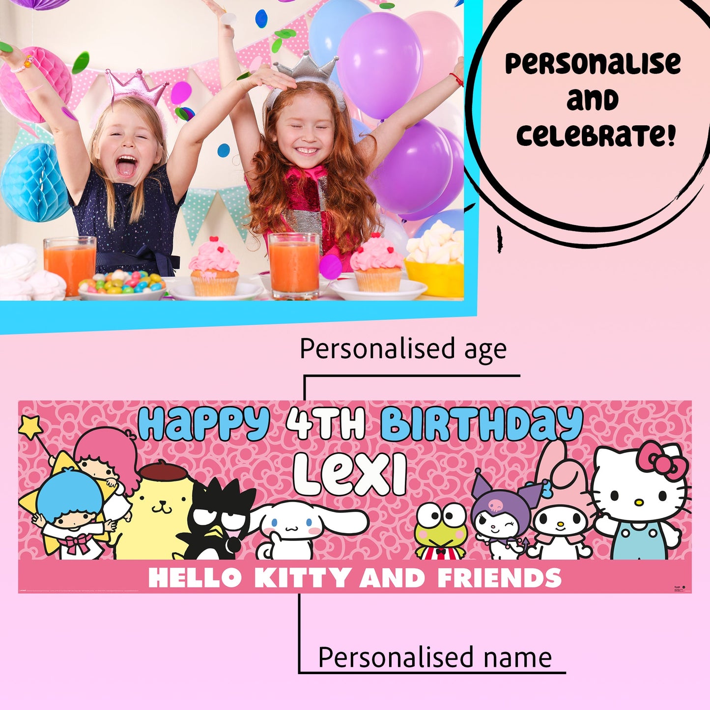 Hello Kitty Personalized Birthday Banner