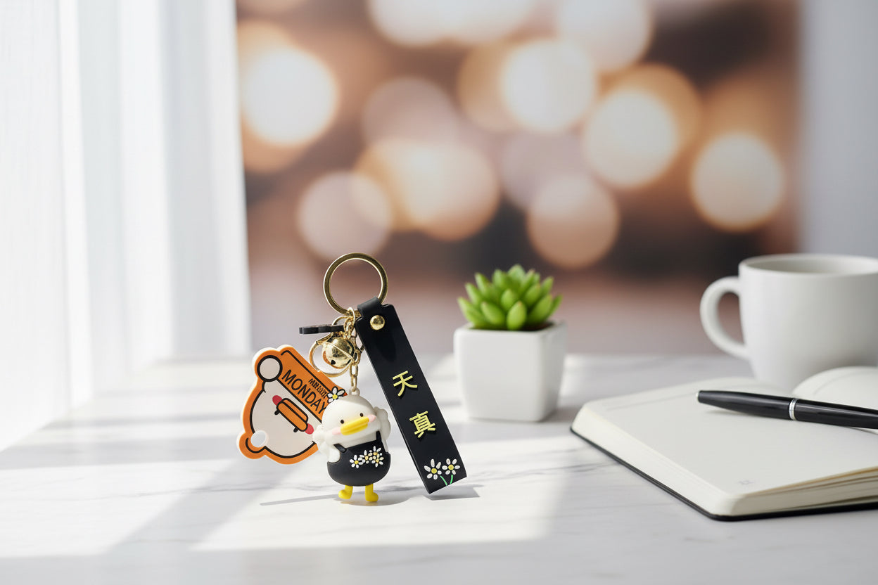 Sleutelhangertje met een madeliefje-eendje