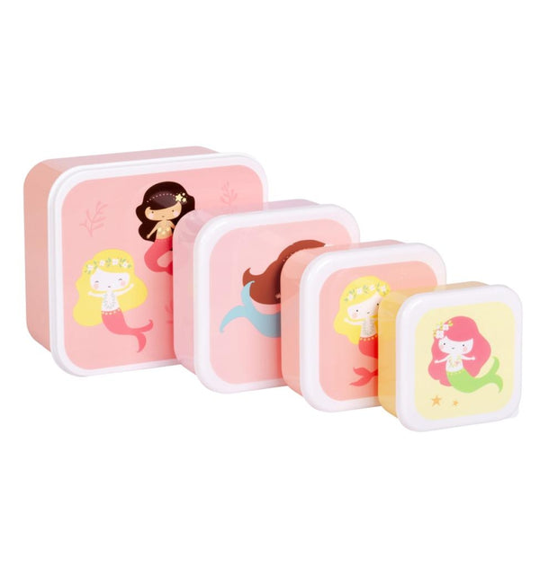 Set van 4 snack- en lunchboxen met zeemeermotief