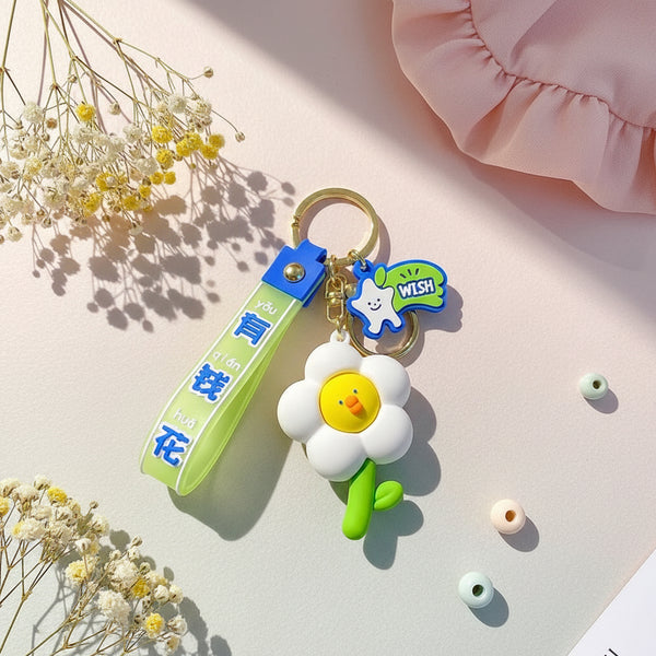 Porte-clés Canard Fleur