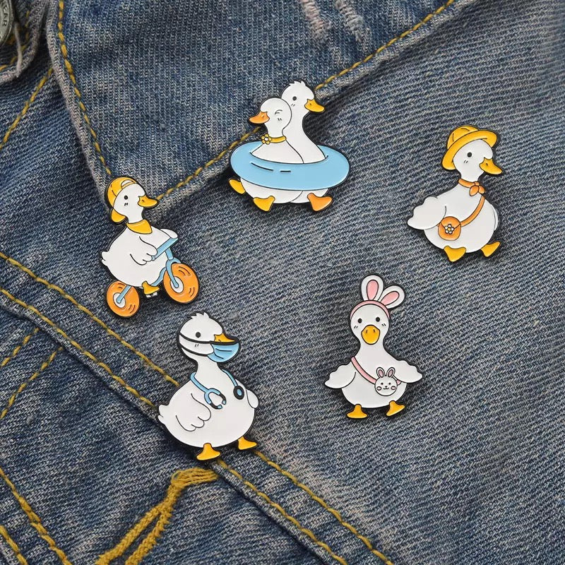 White Duck Bike Pin
