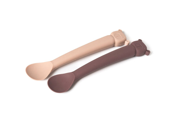 Kinderlöffel Lili the Bear Set aus Silikon Blush/Plum