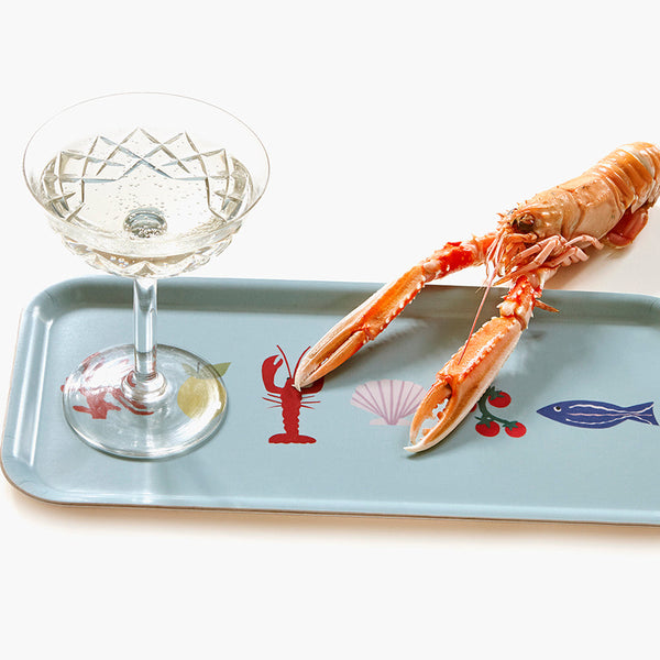 'Seaside Lunch' Rectangular Serving Tray - 32x15 cm - Seafoam