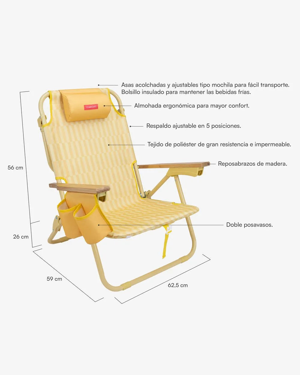 Yellow folding beach chair - ODIN