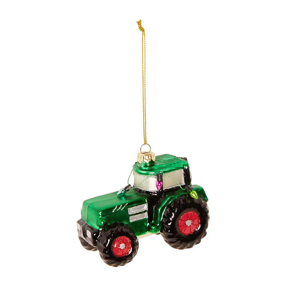Groene tractor kerstbal