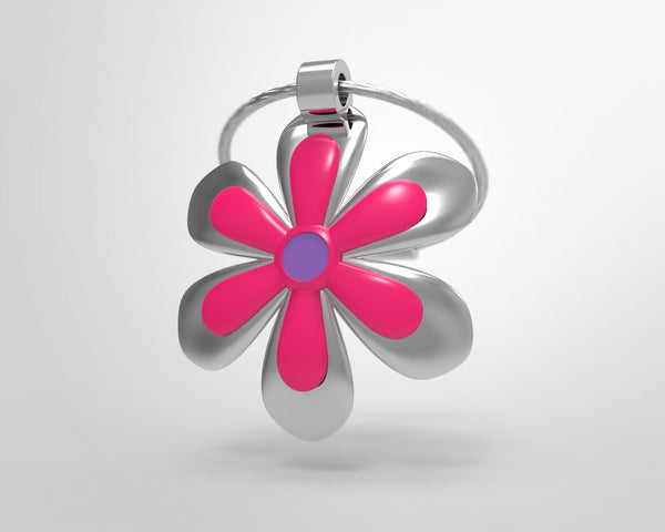 Porte clés Fleur Argentée
