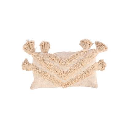 Housse de coussin Nomad à pompons – Crème 35 × 60 cm