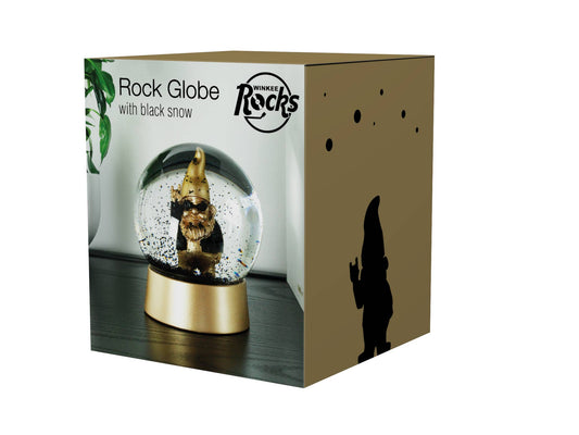 Rock Garden Gnome Snow Globe - Gold