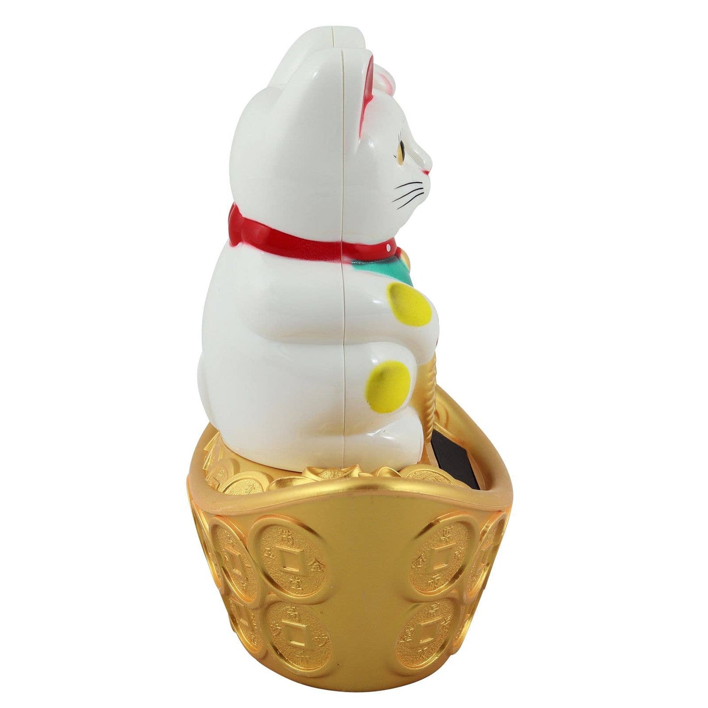 Chat chanceux solaire blanc 14cm